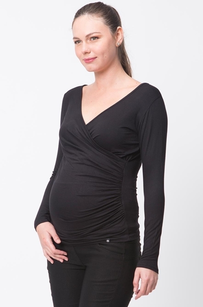 Picture of Cross-over Nursing Top L.sleeve Black