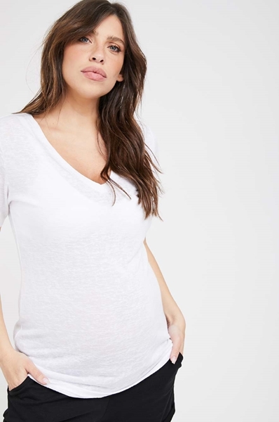 Picture of Val Maternity Linen T-shirt White