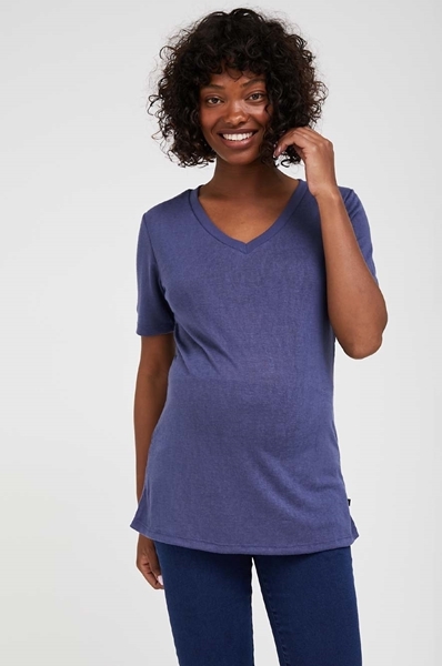 Picture of Val Maternity Linen T-shirt Blue