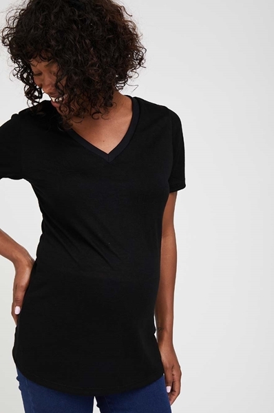 Picture of Val Maternity Linen T-shirt Black