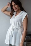 Picture of SLEEVELESS MATERNITY BUTTON TOP WHITE JACQUARD